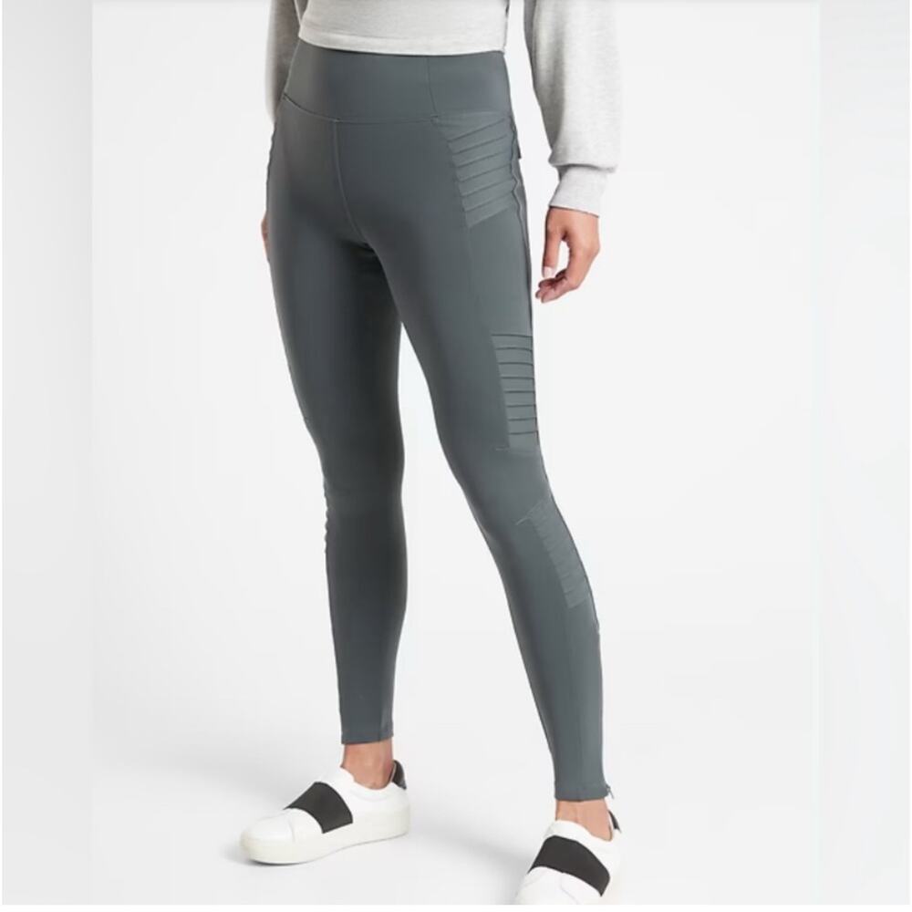 Athleta Leggings Womens Small Blue Gray Delancey Moto Travel Modern City Active - Picture 2 of 12